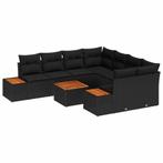 vidaXL Tuinbank Set met kussen 9 pcs Zwart Poly rattan, Verzenden