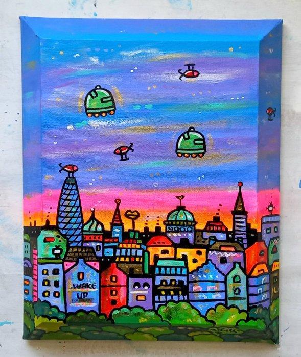 Maria Luisa Azzini - Vibrant 3D London, Antiquités & Art, Art | Peinture | Moderne