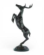 sculptuur, Graceful Jumping Deer - 51 cm - Brons, Marmer