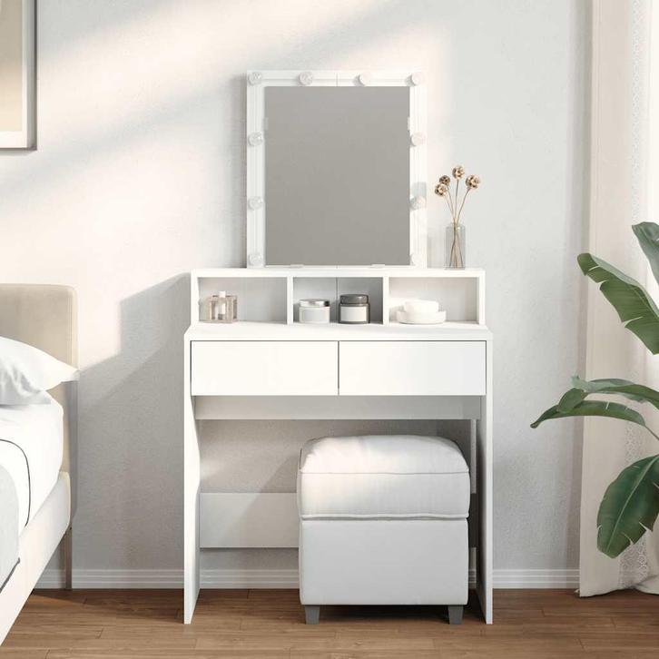 vidaXL Kaptafel met LED 80x41x144,5 cm wit, Huis en Inrichting, Tafels | Kaptafels, Nieuw, Verzenden