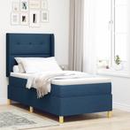 vidaXL Boxspringbed met Matras & LED Blauw 90x200 cm Stof, Huis en Inrichting, Slaapkamer | Bedden, Verzenden, Nieuw