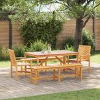 vidaXL Tuin Eettafel Set 5 pcs Bruin Massief Acacia Hout, Tuin en Terras, Tuintafels, Verzenden, Nieuw