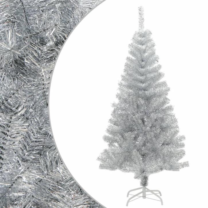 vidaXL Kunstkerstboom met standaard 120 cm PET zilverkleurig, Diversen, Kerst, Nieuw, Verzenden