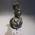 Oud-Romeins Brons Minerva - Athena godin buste. 12,5 cm H.