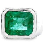 Ring - 14 karaat Witgoud - 3.71ct. tw. Smaragd