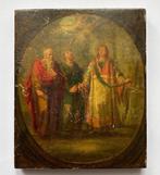 Icoon - 1809 Oude Russische houten icoon religieuze scène, Antiek en Kunst