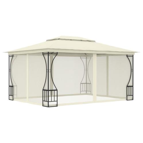 vidaXL Prieel met netten 300x400x265 cm crèmekleurig, Tuin en Terras, Partytenten, Nieuw, Verzenden