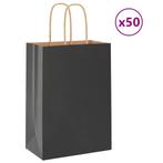 vidaXL Papieren zakken 50 st met hengsels 15x8x21 cm zwart, Diversen, Cadeauverpakkingen, Verzenden, Nieuw