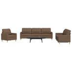 vidaXL 3-delige Loungeset stof bruin, Verzenden, Nieuw