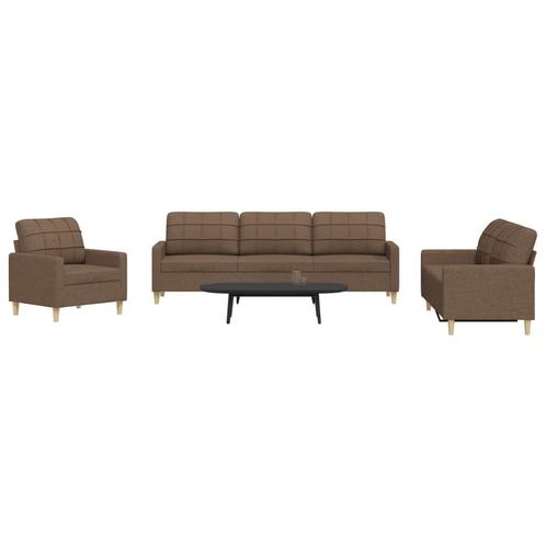 vidaXL 3-delige Loungeset stof bruin, Huis en Inrichting, Zetels | Zetels, Nieuw, Verzenden
