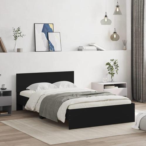 vidaXL Bedframe met hoofdeinde zwart 135x190 cm, Huis en Inrichting, Slaapkamer | Bedden, Nieuw, Verzenden