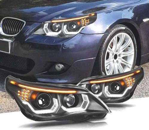 PHARES BMW E60 E61 ANGEL EYES LED U HALO FOND NOIR 03-08, Auto-onderdelen, Verlichting, Verzenden