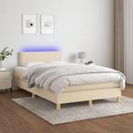 vidaXL Boxspring met matras en LED stof crèmekleurig 120x200, Verzenden, Nieuw