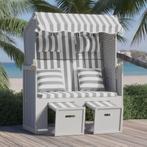 vidaXL Strandstoel met kussens poly rattan en massief hout, Verzenden