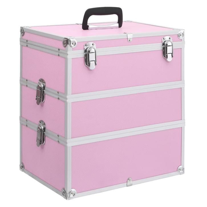 vidaXL Make-up koffer 37x24x40 cm aluminium roze, Handtassen en Accessoires, Toilettassen, Nieuw, Verzenden