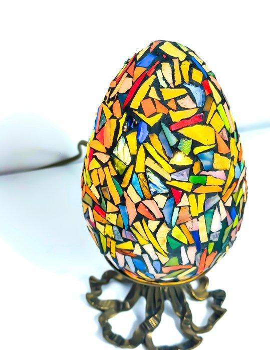 Tafellamp - ei - Glas-in-lood, Antiek en Kunst, Curiosa en Brocante