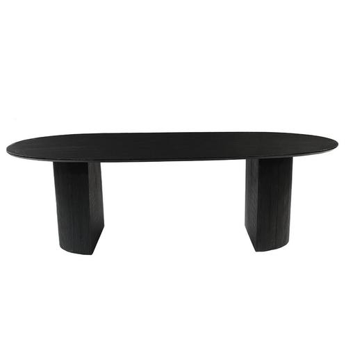 Mangohouten Eettafel Maeve 220x100 cm zwart, Huis en Inrichting, Tafels | Eettafels, Nieuw, Overige houtsoorten, Overige vormen