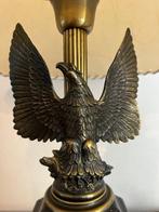 Tafellamp - Messing, Brons, Hout, Leder, Textiel