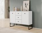 Meubella Dressoir wit 115 cm - Kast 3 lades 2 deuren, Huis en Inrichting, Kasten | Dressoirs, Verzenden, Nieuw, 25 tot 50 cm, 100 tot 150 cm