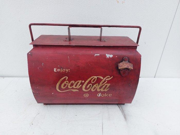 Doos - Metaal - Retro metalen draagbak - metalen kist Coca, Antiek en Kunst, Curiosa en Brocante