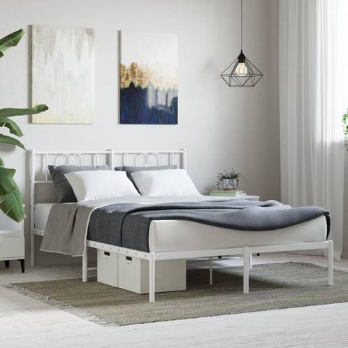 vidaXL Bedframe met hoofdbord metaal wit 120x200 cm, Maison & Meubles, Chambre à coucher | Lits, Envoi
