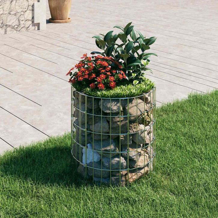 vidaXL Gabion paal rond Ø50x50 cm gegalvaniseerd staal, Tuin en Terras, Tuinhekken en Hekwerk, Nieuw, Verzenden