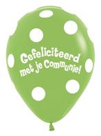 Ballonnen Communie Polka Dots Lime Green 30cm 50st, Nieuw, Verzenden