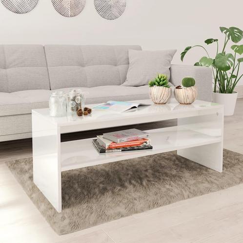 vidaXL Salontafel 100x40x40 cm bewerkt hout hoogglans wit, Maison & Meubles, Tables | Tables de salon, Envoi