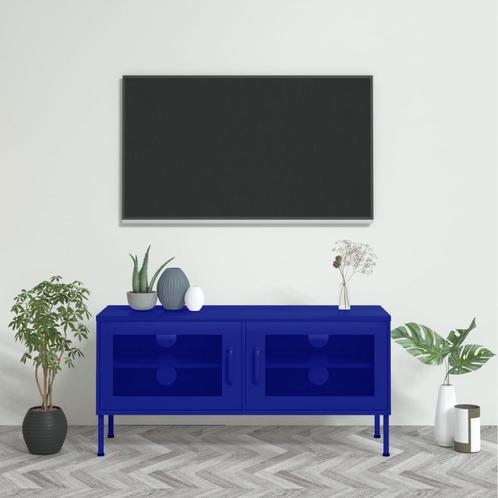 vidaXL Tv-meubel 105x35x50 cm staal marineblauw, Huis en Inrichting, Kasten |Televisiemeubels, Nieuw, Verzenden