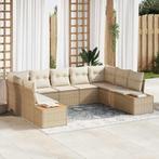 vidaXL Tuinbank Set met kussen 9 pcs Beige Poly rattan, Tuin en Terras, Verzenden, Nieuw