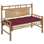 vidaXL Tuinbank met kussen 120 cm bamboe, Tuin en Terras, Verzenden, Nieuw