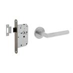 Deurbeslag set loopslot RVS + deurklink Jura geborsteld R..., Ophalen of Verzenden, Klink of Kruk