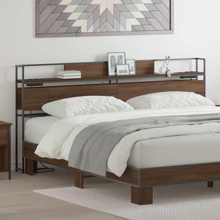 vidaXL Opberghoofdbord met plank bruin eikenkleur 180 cm, Huis en Inrichting, Slaapkamer | Bedden, Nieuw, Verzenden