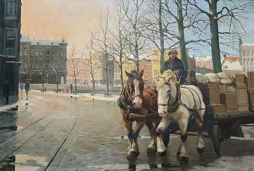 Wim Heinecke (1895-1979) - Paard en wagen  GEEN RESERVE, Antiquités & Art, Art | Peinture | Classique