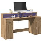 vidaXL Bureau met LED-verlichting 160x55x91 cm hout, Verzenden, Nieuw