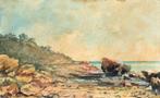 J. Fossat (XIX-XX) - Paysage marin, Antiquités & Art