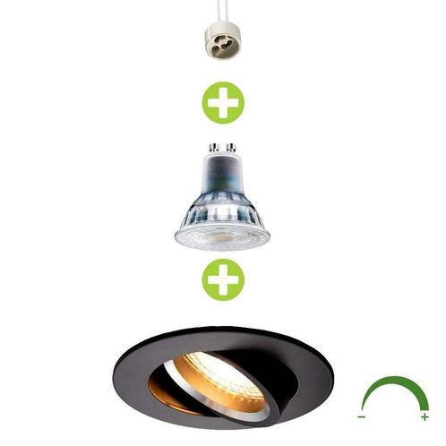 Dimbare LED Inbouwspot 5,5W rond 70mm zwart Netstroom, Maison & Meubles, Lampes | Spots, Envoi