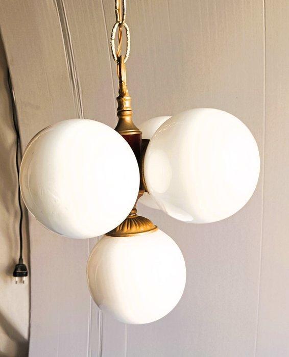 Plafondlamp - Metaal en opaline, Antiek en Kunst, Antiek | Verlichting