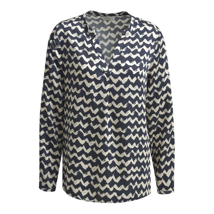 Milano Italy • blauwe blouse zigzag motief • 36, Kleding | Dames, Blouses en Tunieken, Verzenden