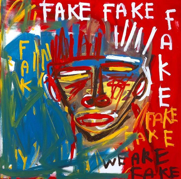 0xec6d0 (XX-XXI) - Fake Basquiat For Sale - XL (3D Frame), Antiek en Kunst, Kunst | Schilderijen | Modern
