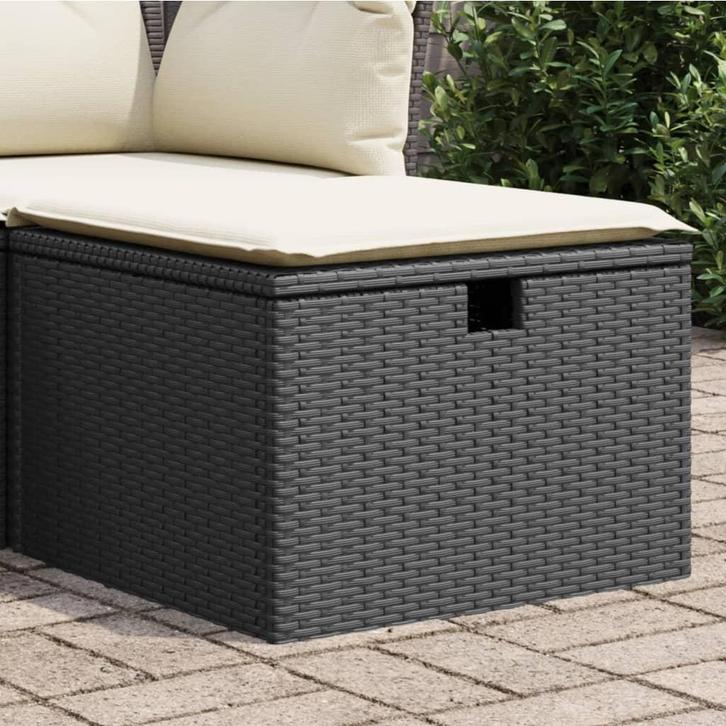 vidaXL Tuinkruk met kussen 55x55x37 cm poly rattan zwart, Tuin en Terras, Tuinsets en Loungesets, Nieuw, Verzenden