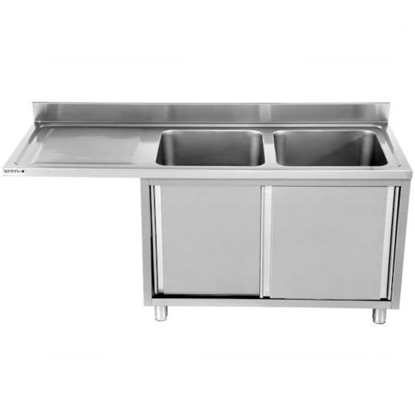 Spoeltafel | RVS | 2 Spoelbakken (Rechts) + Afdruipvlak |, Zakelijke goederen, Horeca | Keukenapparatuur, Nieuw in verpakking