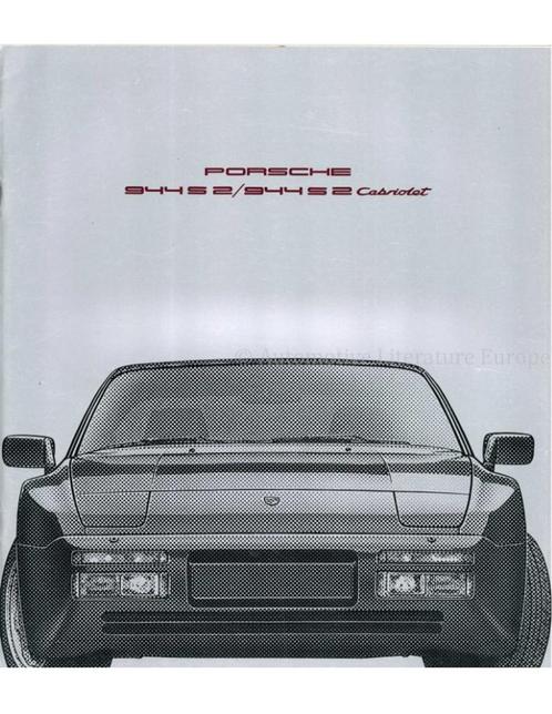 1991 PORSCHE 944 S2 & CABRIOLET BROCHURE DUITS, Boeken, Auto's | Folders en Tijdschriften