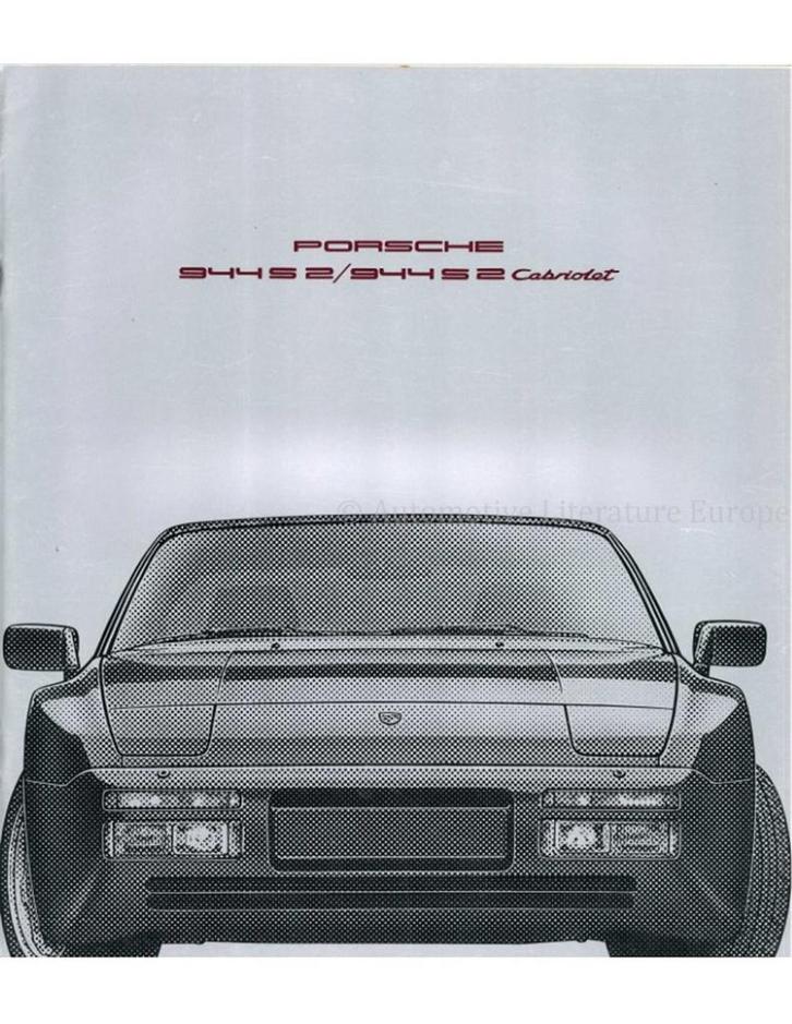 1991 PORSCHE 944 S2 & CABRIOLET BROCHURE DUITS, Boeken, Auto's | Folders en Tijdschriften