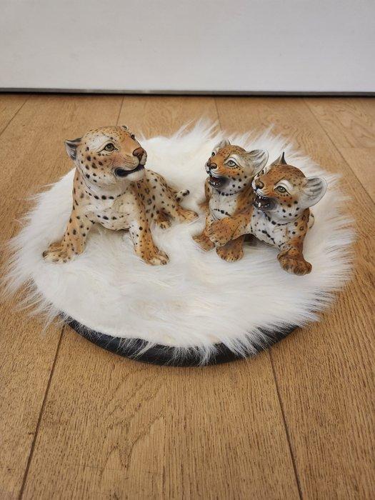 Beeldje - Set van drie luipaard/cheetah beeldjes (3) -, Antiek en Kunst, Kunst | Designobjecten