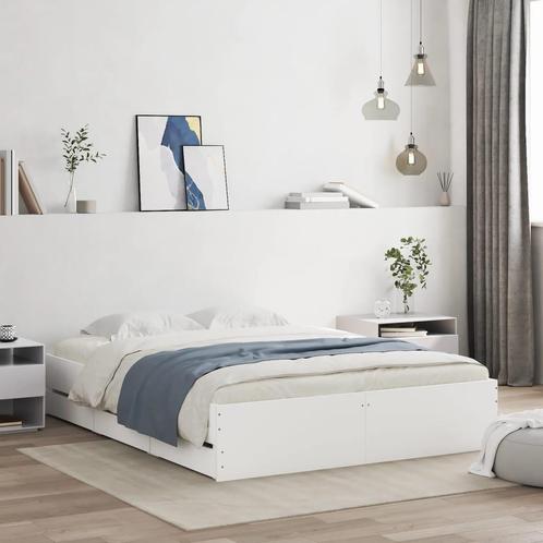 vidaXL Bedframe met lades bewerkt hout wit 140x200 cm, Huis en Inrichting, Slaapkamer | Bedden, Nieuw, Verzenden