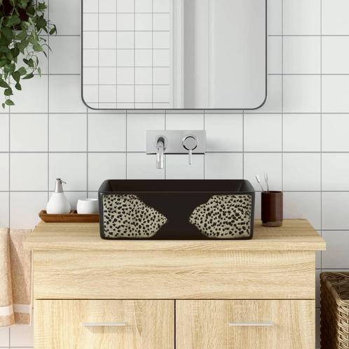 vidaXL Opzetwasbak rechthoekig 46x35,5x13 cm keramiek zwart, Doe-het-zelf en Bouw, Sanitair, Nieuw, Verzenden