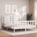 vidaXL Cadre de lit avec tête de lit blanc 160x200 cm, Maison & Meubles, Neuf, Verzenden