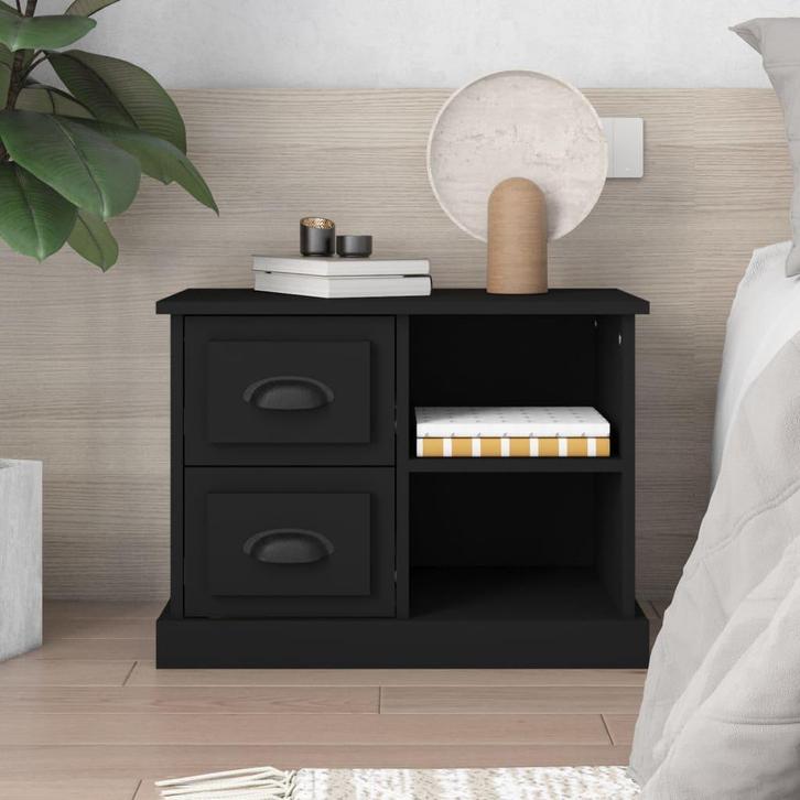 vidaXL Nachtkastje 60x35,5x45 cm zwart, Huis en Inrichting, Slaapkamer | Nachtkastjes, Nieuw, Verzenden