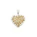 Bicolor gouden hanger van een hart met gouden draden, Handtassen en Accessoires, Bedels, Ophalen of Verzenden, Gebruikt, Goud